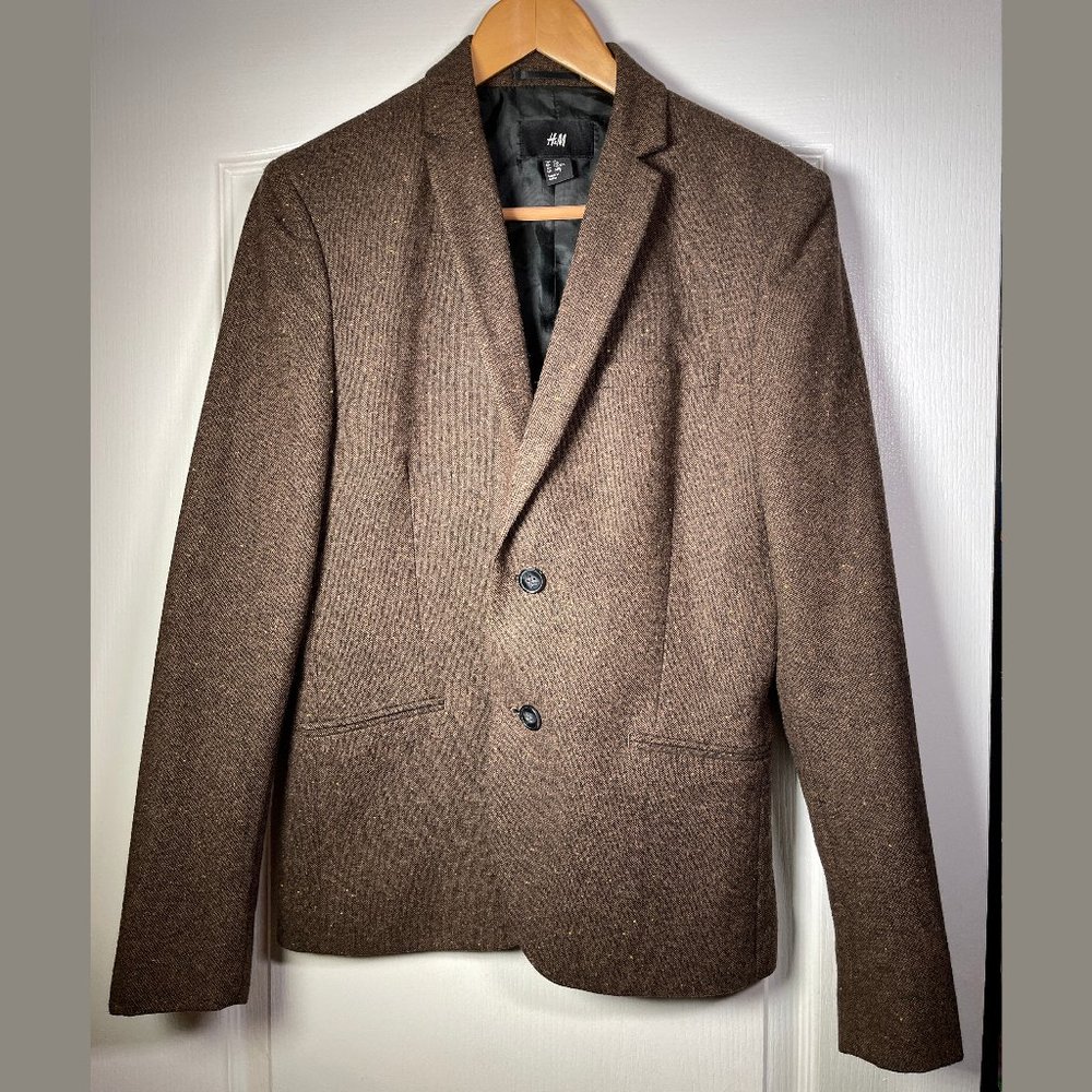 H&M Dark Brown Tweed Blazer/Jacket Size 36R